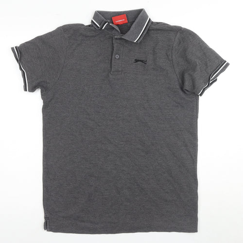 Slazenger Men's Grey Short Sleeve Polo Shirt Size S