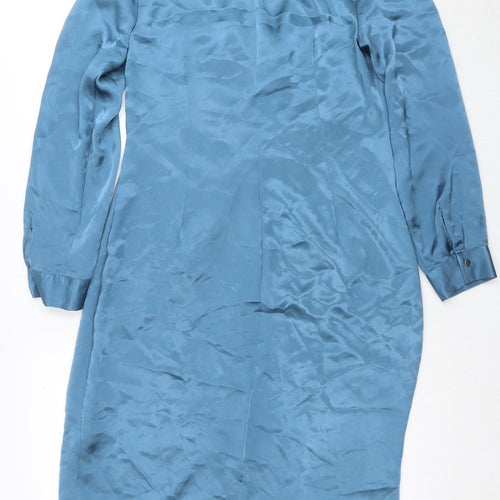 Zara Women's Blue Shirt Dress Size 2 - Lightweight Woven Midi