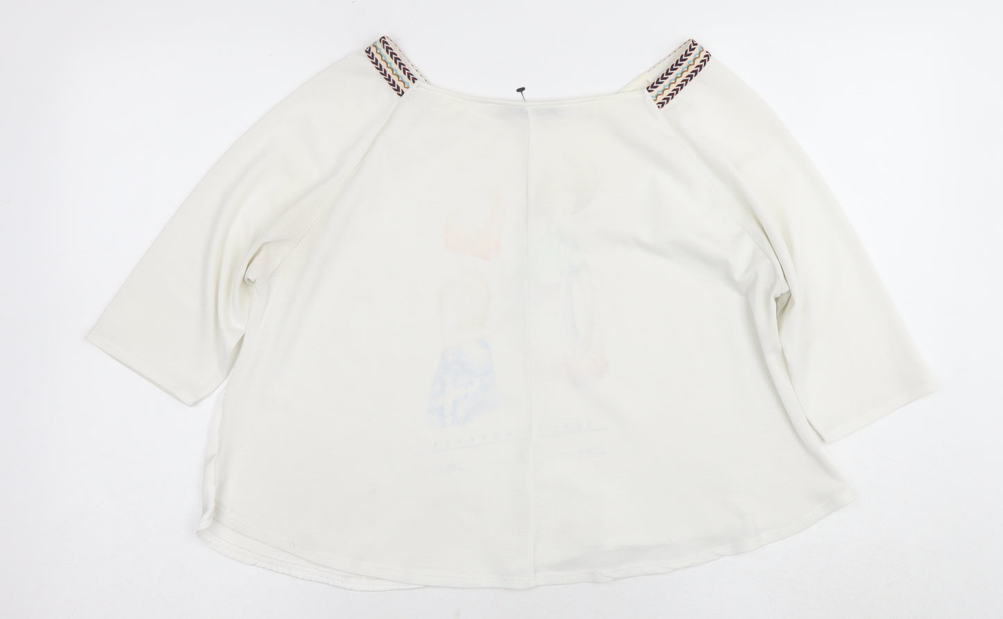 Zara Women's White Artistic T-Shirt Size 12