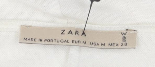 Zara Women's White Artistic T-Shirt Size 12