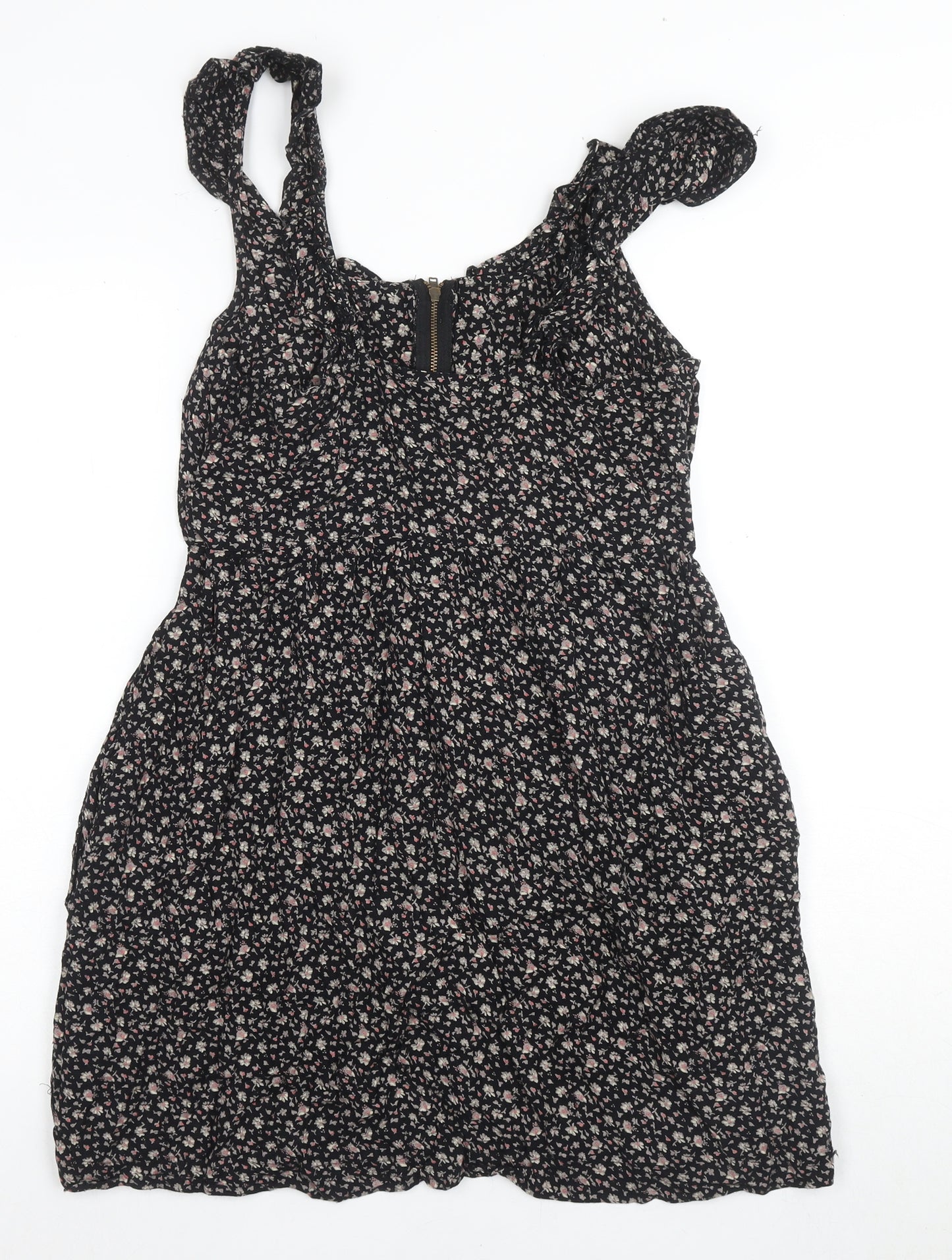 Floral A-Line Women's Black Dress, Size 10