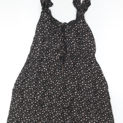 Floral A-Line Women's Black Dress, Size 10