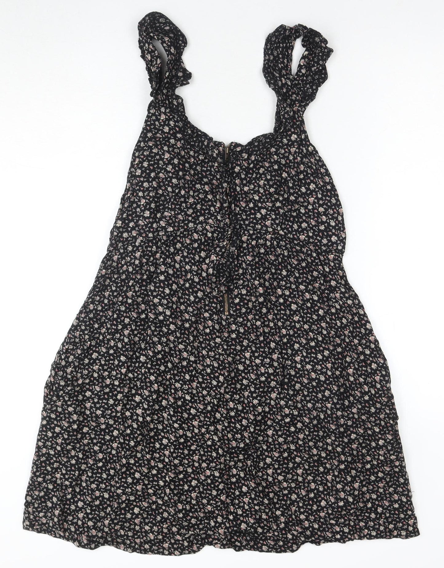 Floral A-Line Women's Black Dress, Size 10