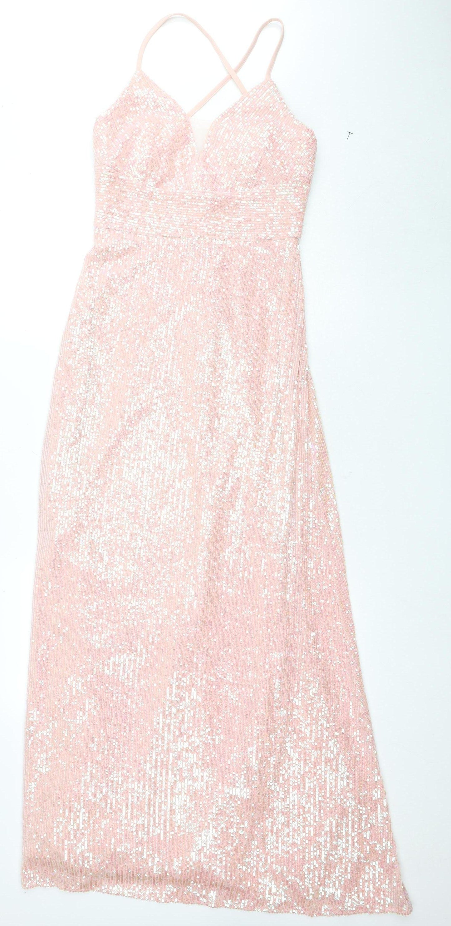 Morgan de Toi Pink Sequin Slip Dress, Women's S