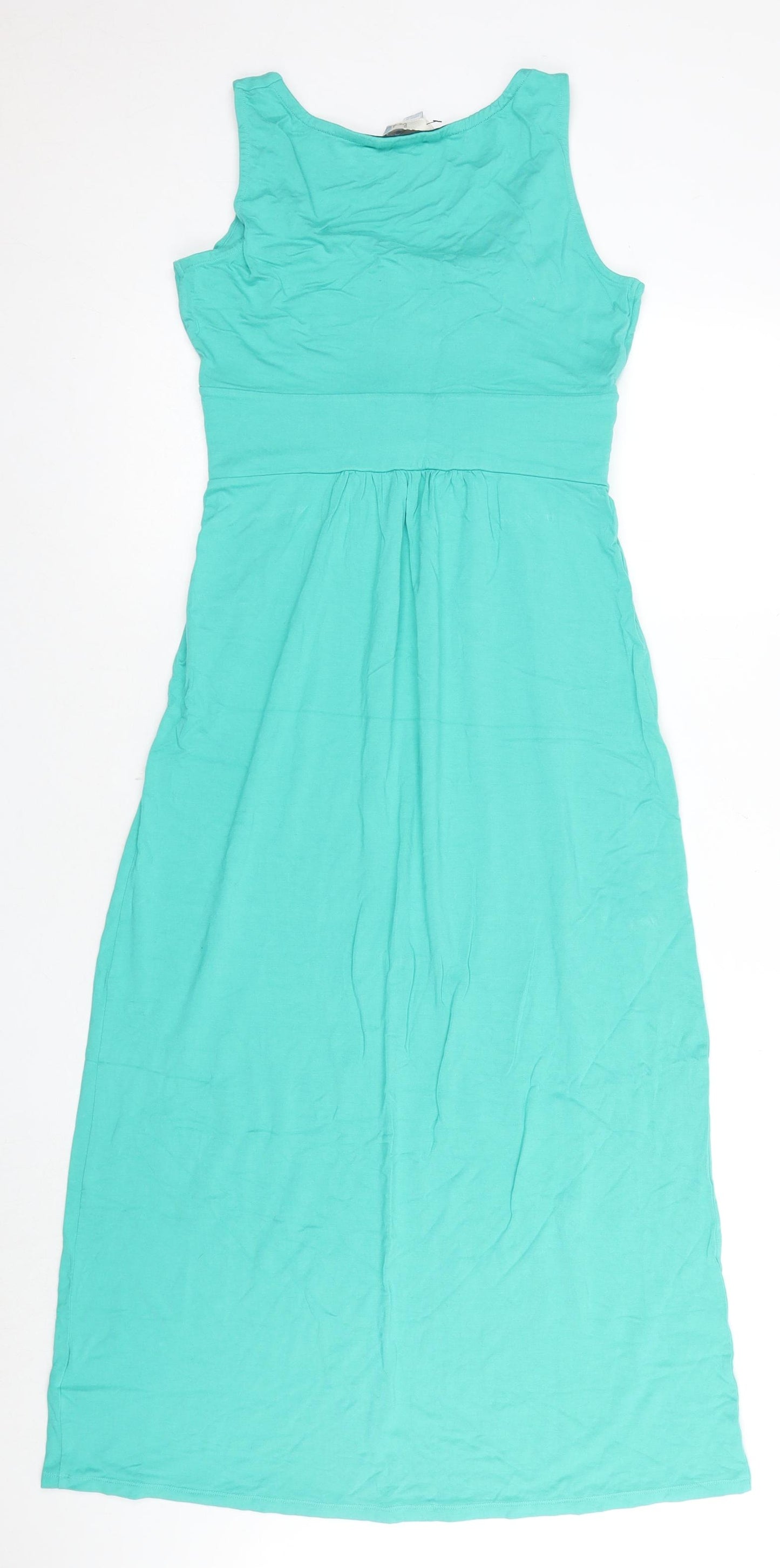 Pepper Women's Green A-Line Midi Dress, Size 10, Scoop Neck