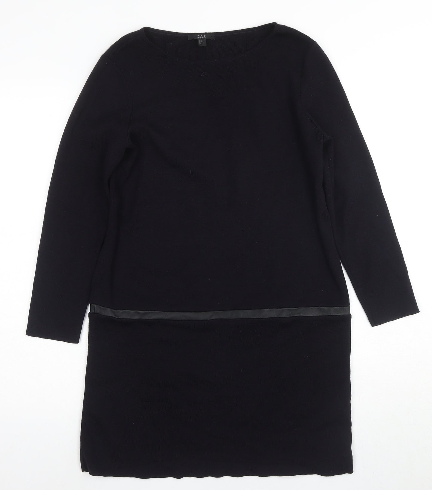 COS Women's Black Knit Shift Dress, Size 8, Knee Length