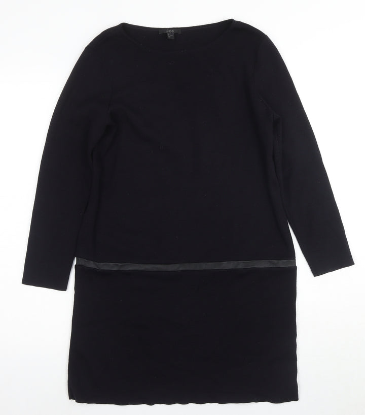 COS Women's Black Knit Shift Dress, Size 8, Knee Length