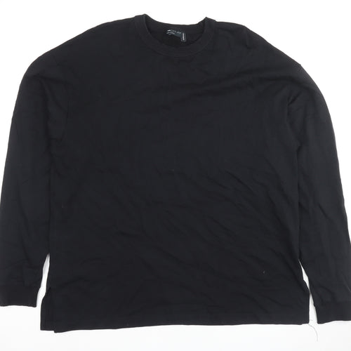 ASOS DESIGN Black Long Sleeve Cotton Tee, Size 8