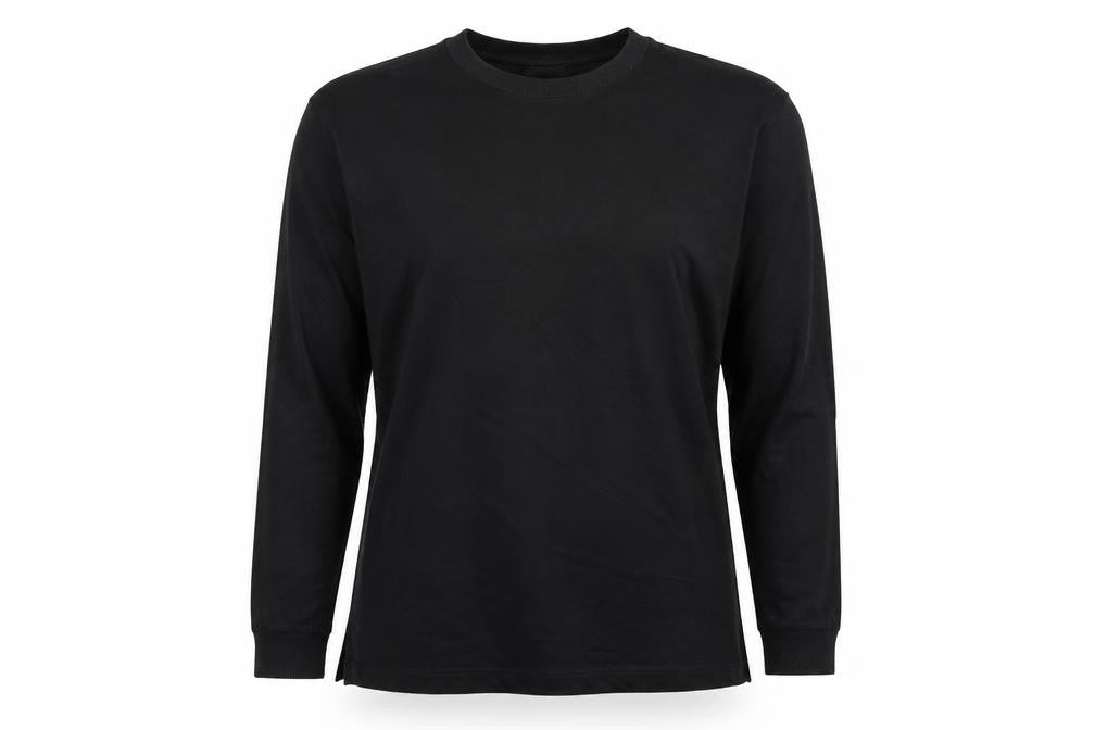 Front view of ASOS DESIGN Black Long Sleeve Cotton Tee, size 8