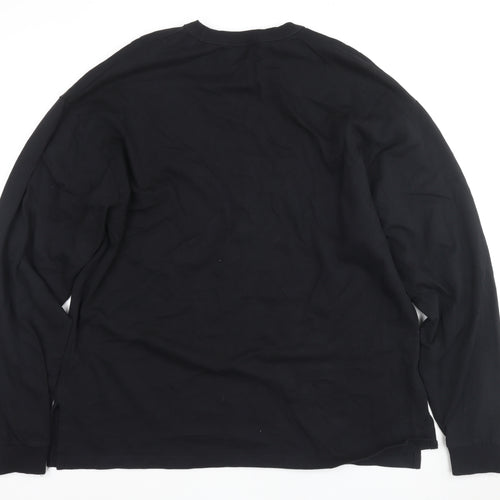 ASOS DESIGN Black Long Sleeve Cotton Tee, Size 8