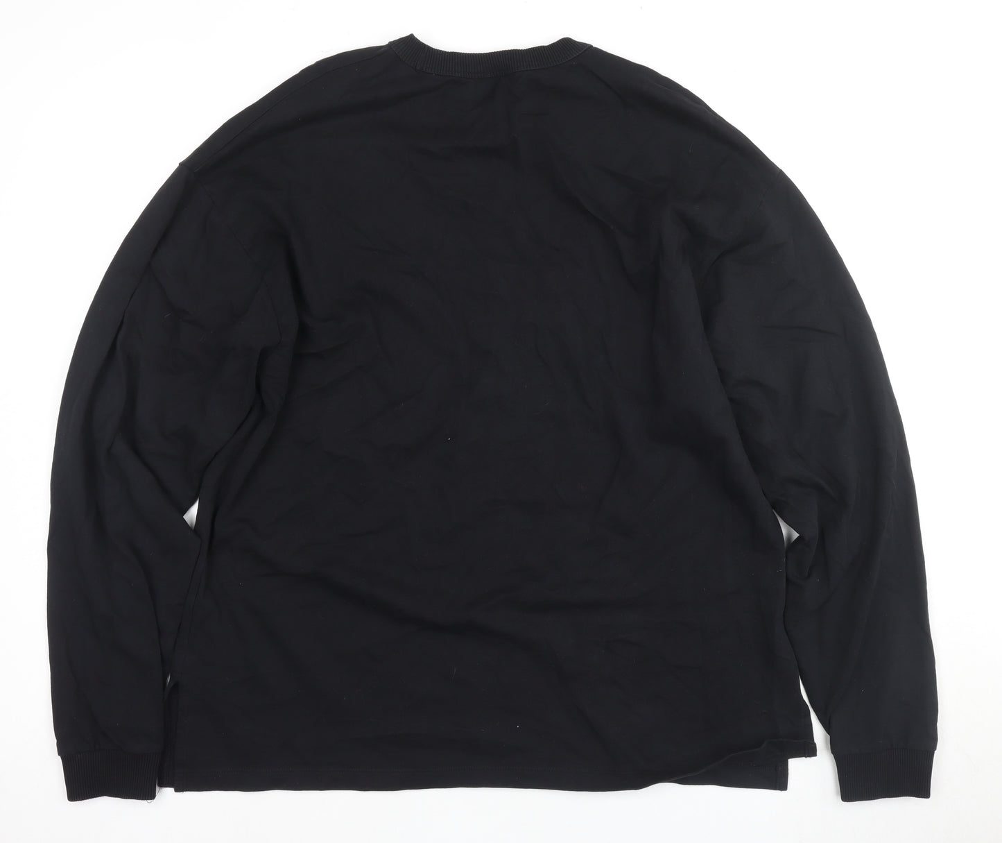 ASOS DESIGN Black Long Sleeve Cotton Tee, Size 8