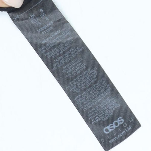 ASOS DESIGN Black Long Sleeve Cotton Tee, Size 8