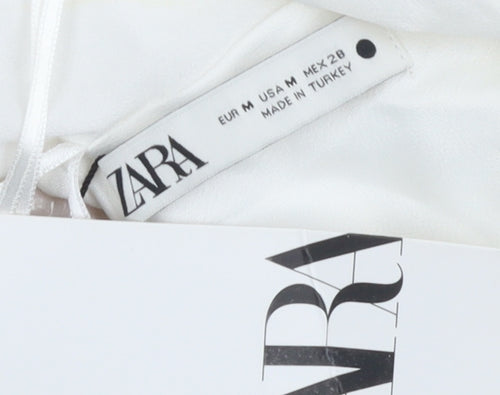Zara Women's White Slip Dress, Size 12, Sleeveless