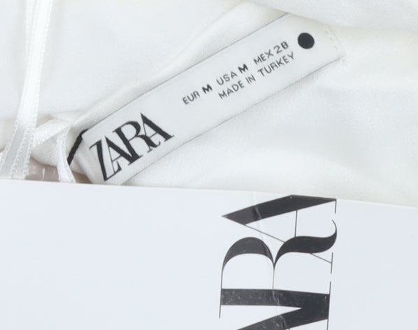 Zara Women's White Slip Dress, Size 12, Sleeveless