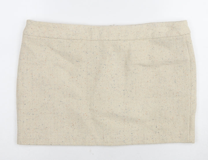 Warehouse Women's Beige Short Pencil Skirt, Size 16