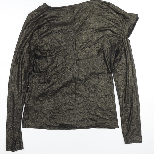 Karen Millen Women's Gold Wrap Blouse Size 10 V-Neck Party