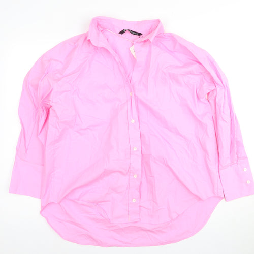 Zara Women's Pink Collared Shirt Dress XS