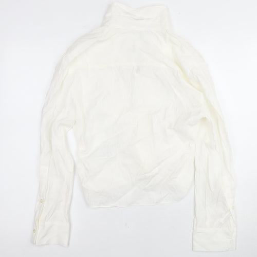 Zara Women's White Blouse, Size M, Collared, Casual