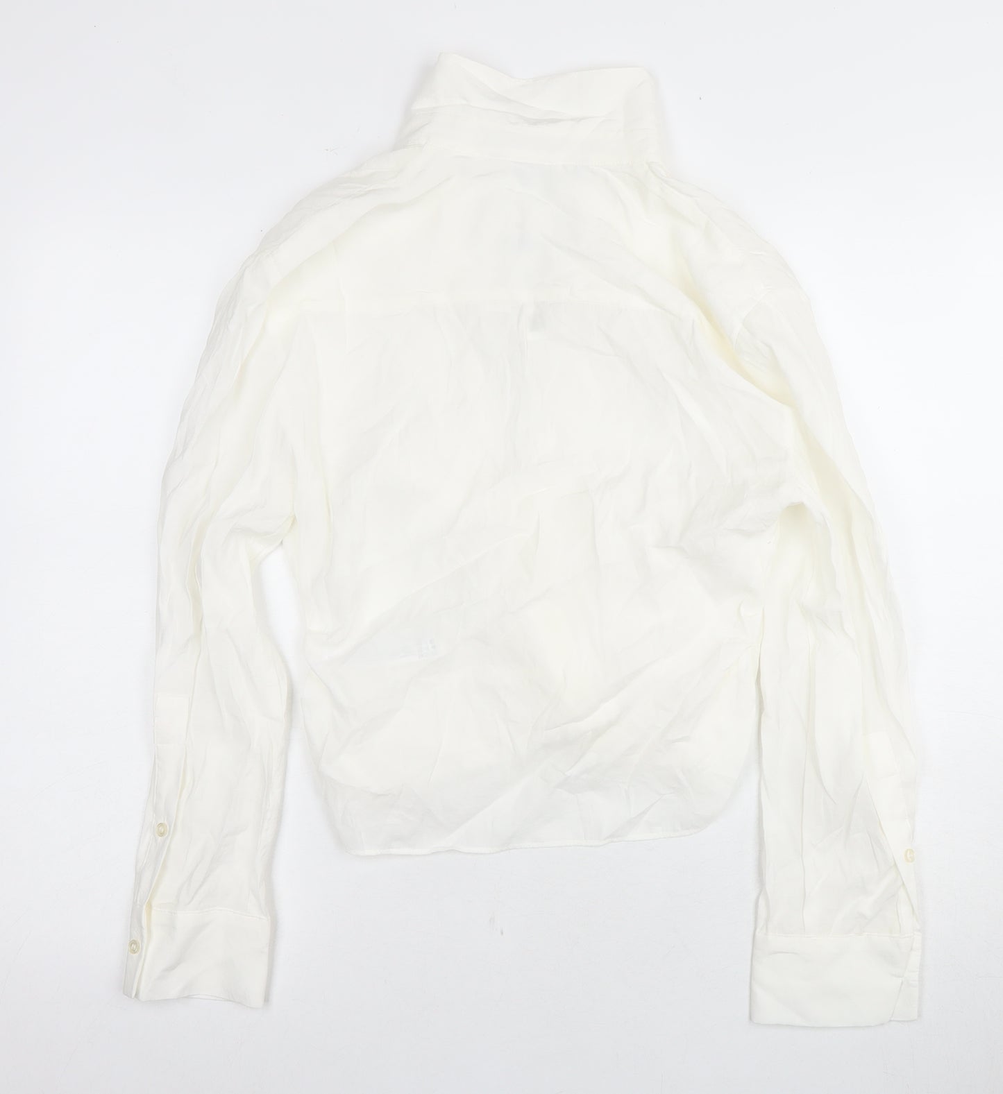 Zara Women's White Blouse, Size M, Collared, Casual
