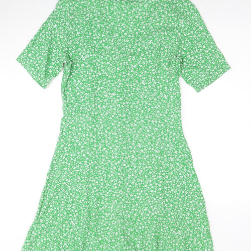 Monki Women's Green Floral A-Line Dress S