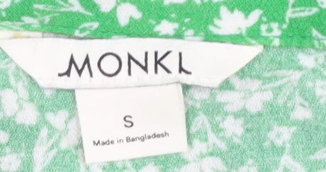 Monki Women's Green Floral A-Line Dress S