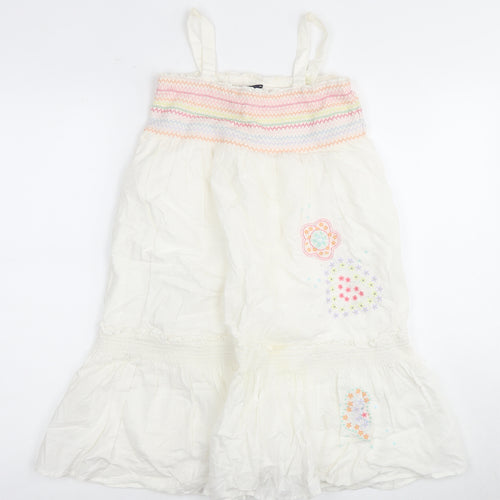 GAP Girls White Midi Cotton Dress 10-11Y Floral Summer