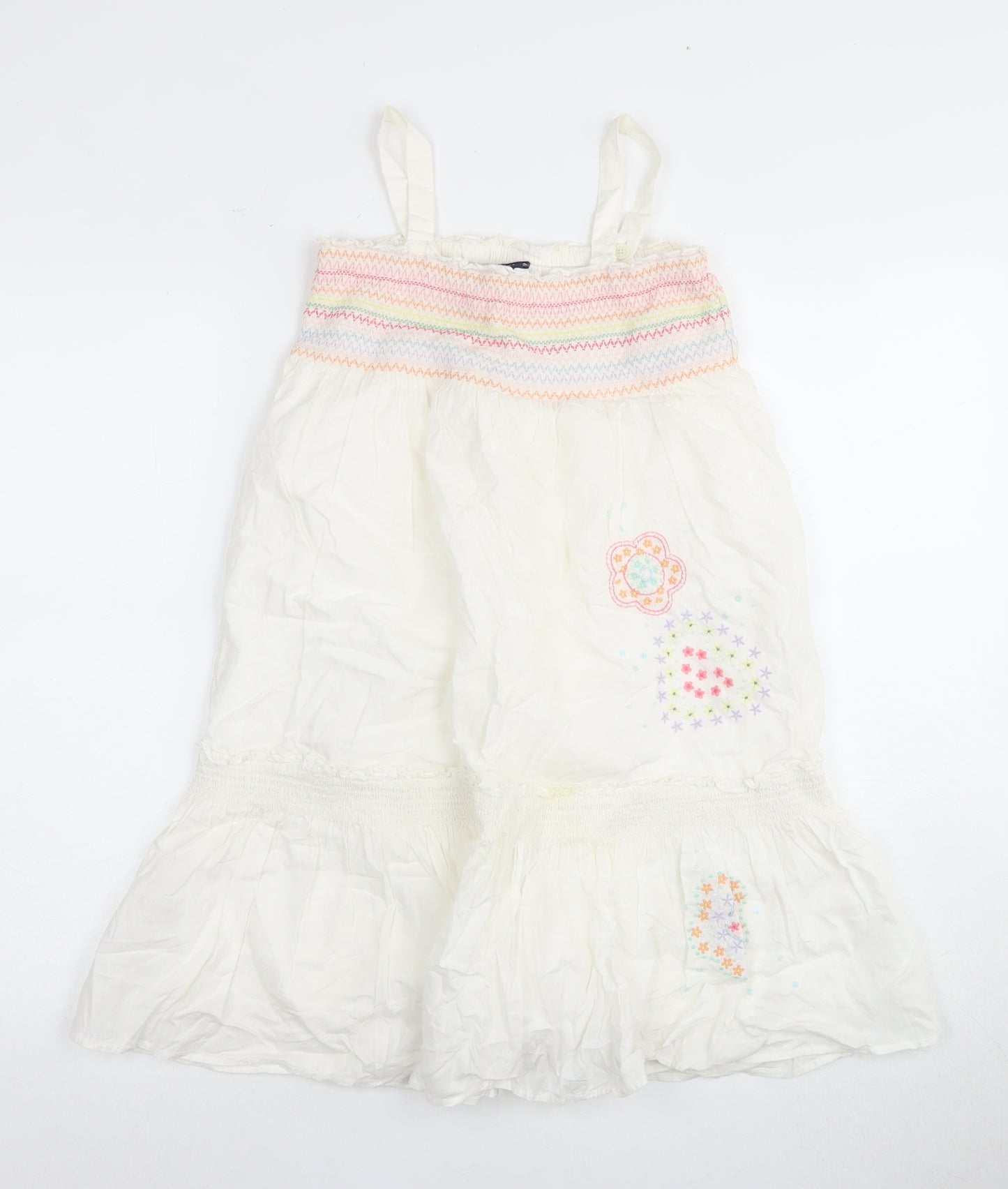 GAP Girls White Midi Cotton Dress 10-11Y Floral Summer