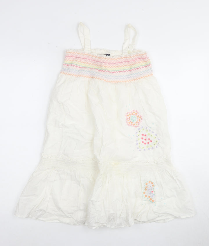 GAP Girls White Midi Cotton Dress 10-11Y Floral Summer