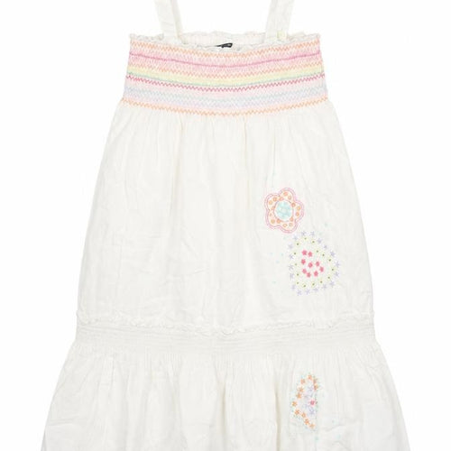GAP Girls White Midi Cotton Dress 10-11Y Floral Summer