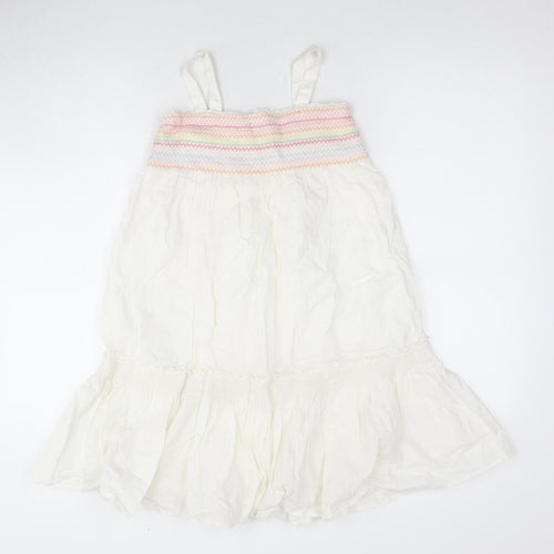 GAP Girls White Midi Cotton Dress 10-11Y Floral Summer