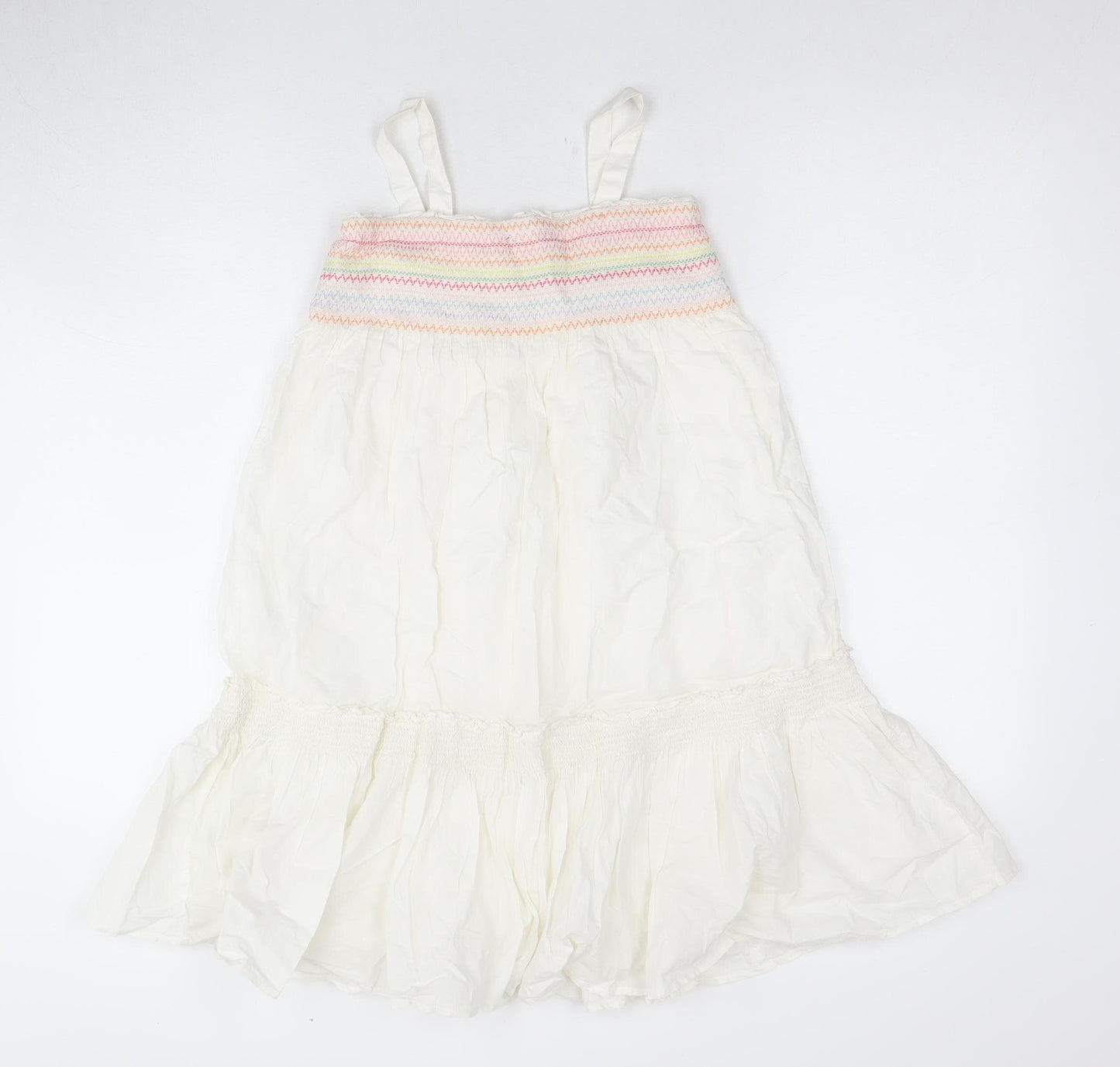 GAP Girls White Midi Cotton Dress 10-11Y Floral Summer