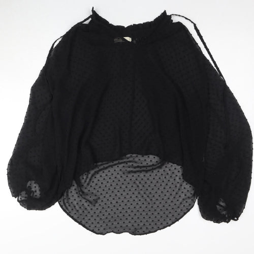 Oasis Women's Black Polka Dot Blouse - Size 8, Chiffon