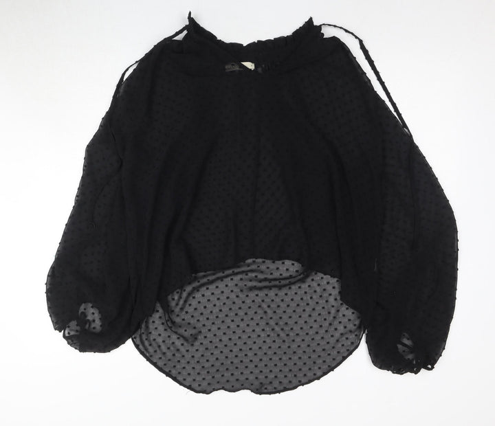 Oasis Women's Black Polka Dot Blouse - Size 8, Chiffon