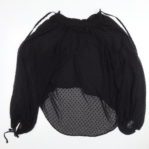 Oasis Women's Black Polka Dot Blouse - Size 8, Chiffon