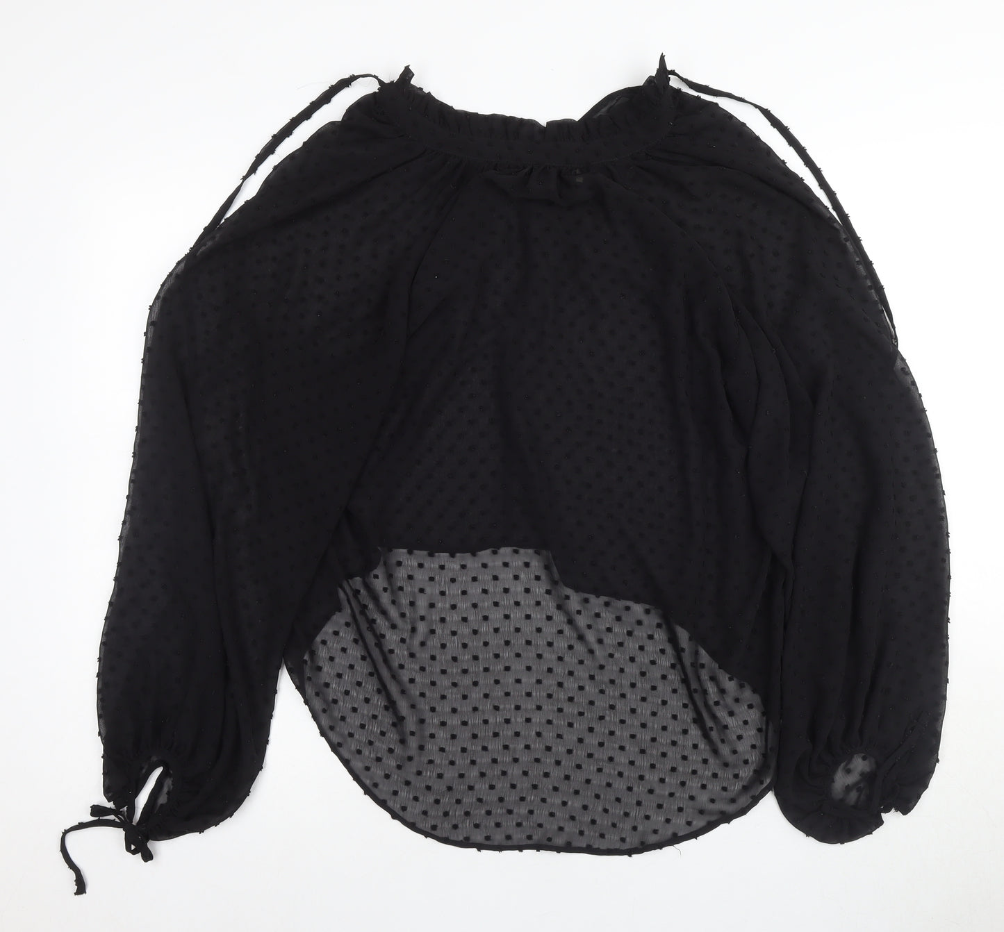 Oasis Women's Black Polka Dot Blouse - Size 8, Chiffon
