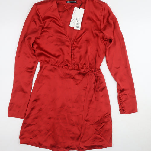 Zara Women's Red V-Neck Jacket Dress Size XS