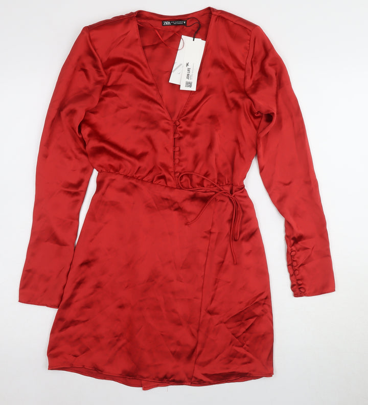 Zara Women's Red V-Neck Jacket Dress Size XS