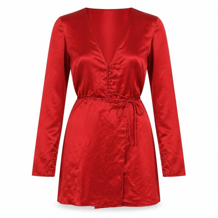 Front view of Zara Women's Red V-Neck Jacket Dress, size XS