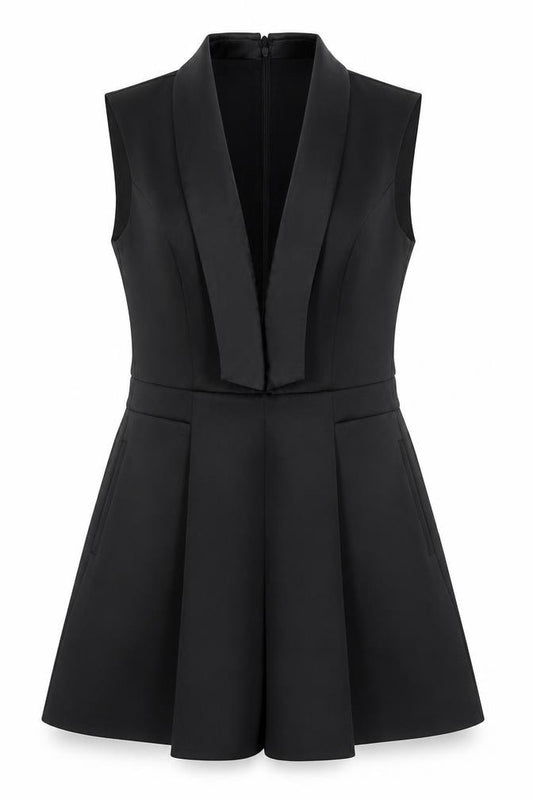 Front view of ASOS Women's Black Fit & Flare A-Lined Dress, size 12