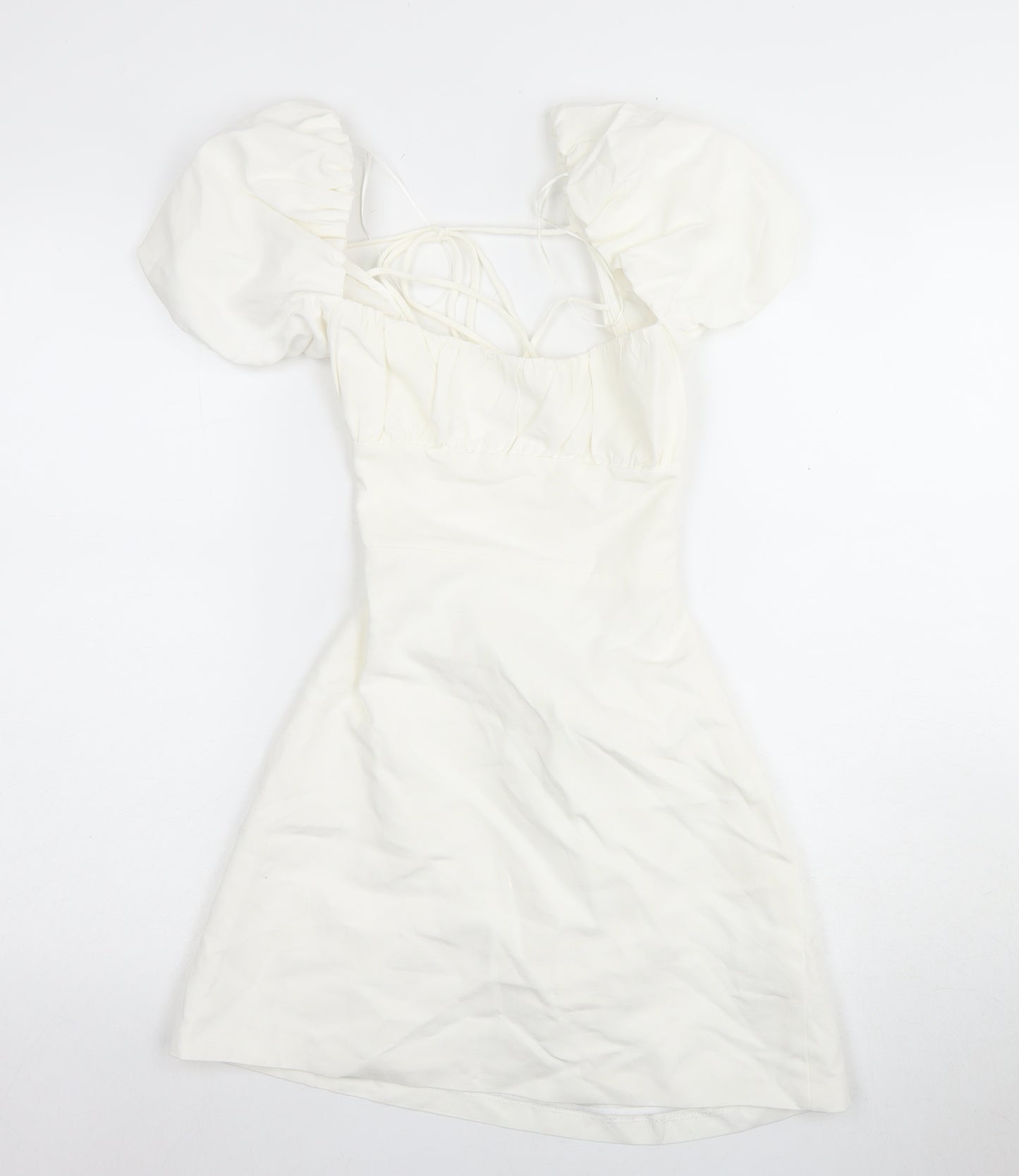 Zara Women's White Fit & Flare Dress, Size S, Summer Style