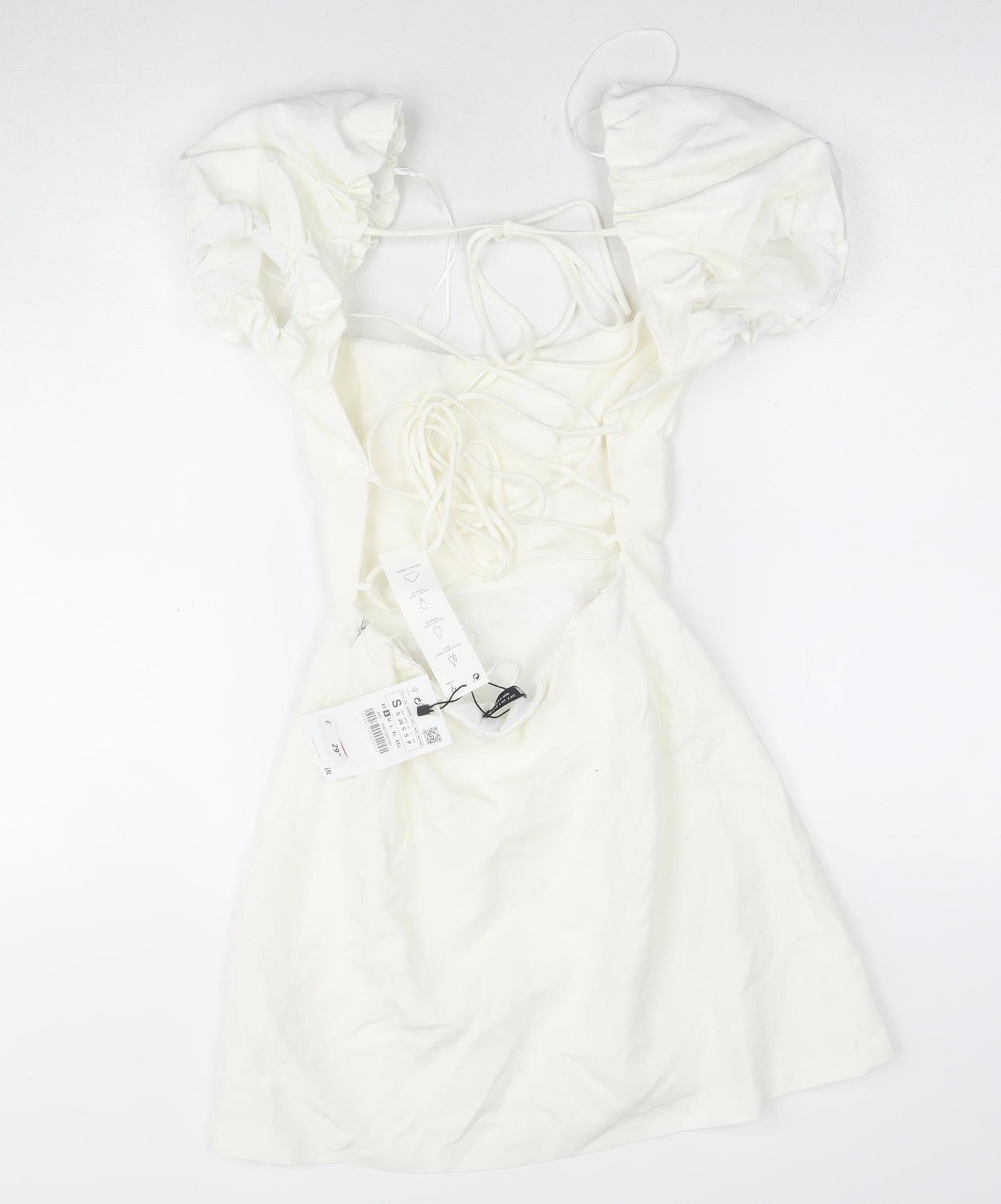 Zara Women's White Fit & Flare Dress, Size S, Summer Style