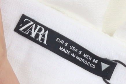 Zara Women's White Fit & Flare Dress, Size S, Summer Style