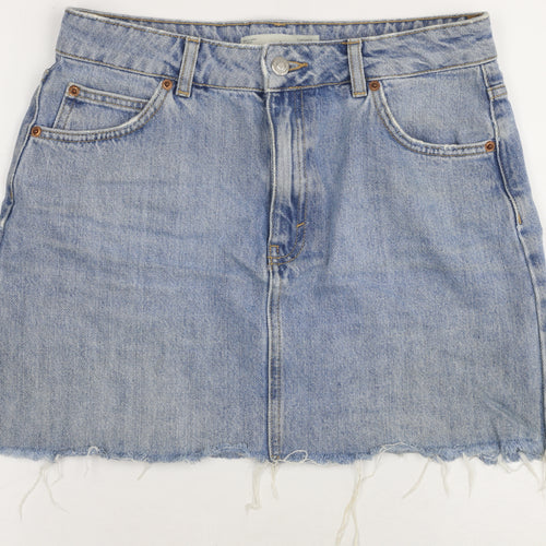 Topshop Women's Blue Denim Skirt, Size 10, Mid Rise