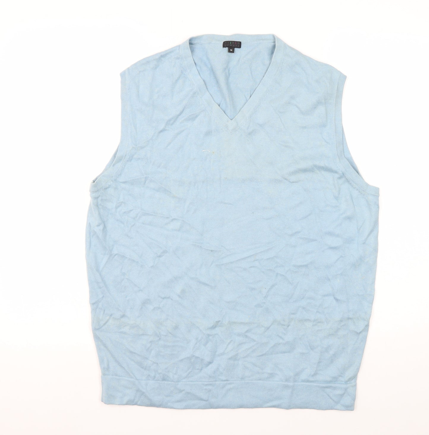 Marks and Spencer Men's Blue Cotton Vest M V-Neck Casual
