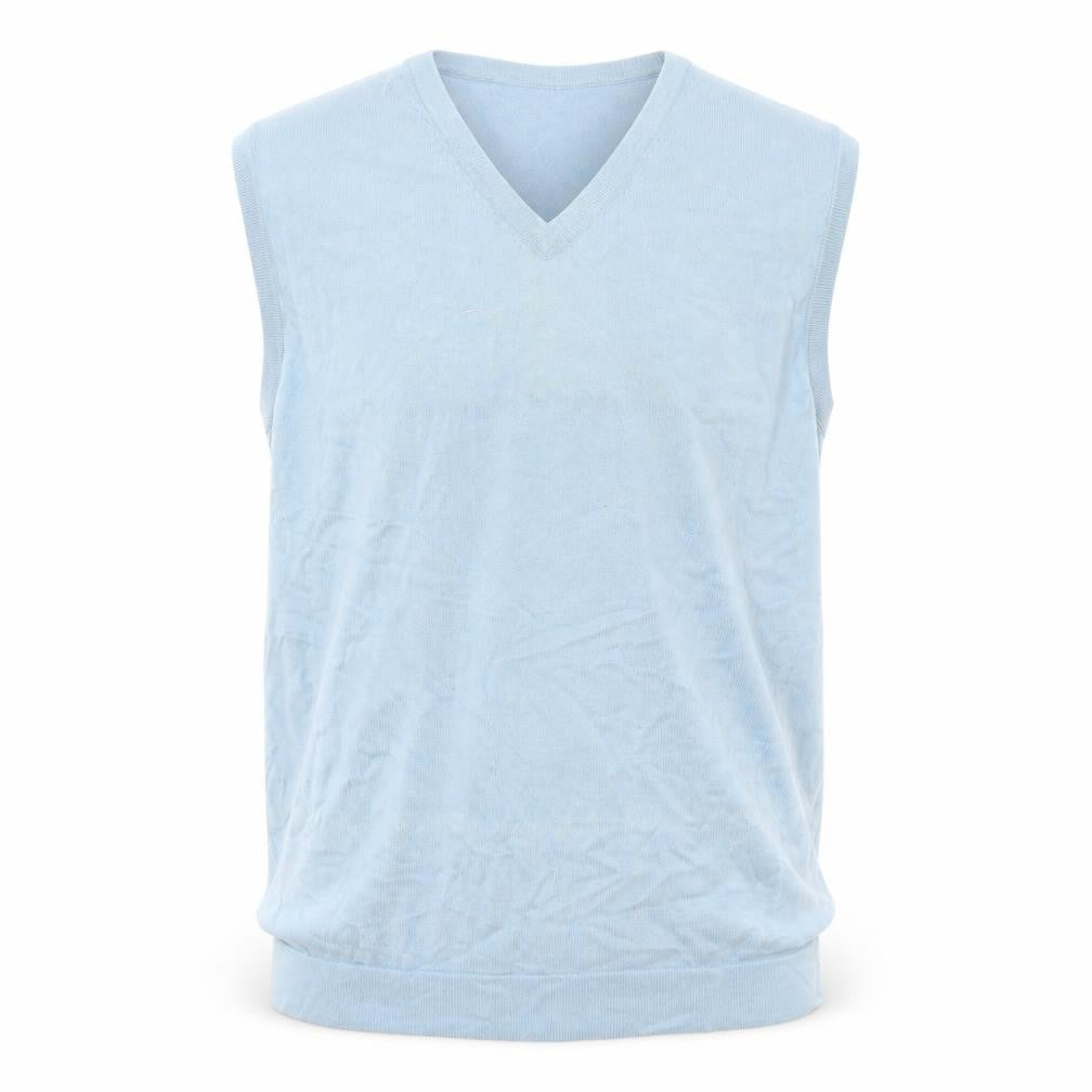 Marks and Spencer Men's Blue Cotton Vest M V-Neck Casual