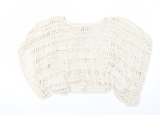 AllSaints Women's Ivory Open-Knit Shrug Size 14