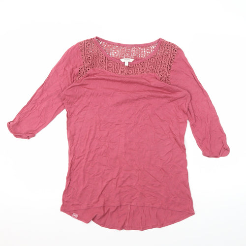 FatFace Women's Red Blouse, Size 12, Crochet Accents