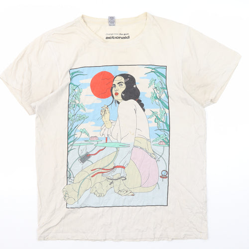 Actionaid Unisex Beige Graphic T-Shirt Large