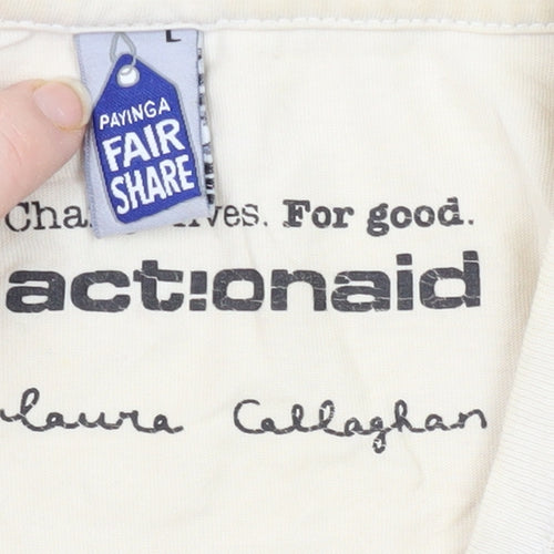 Actionaid Unisex Beige Graphic T-Shirt Large