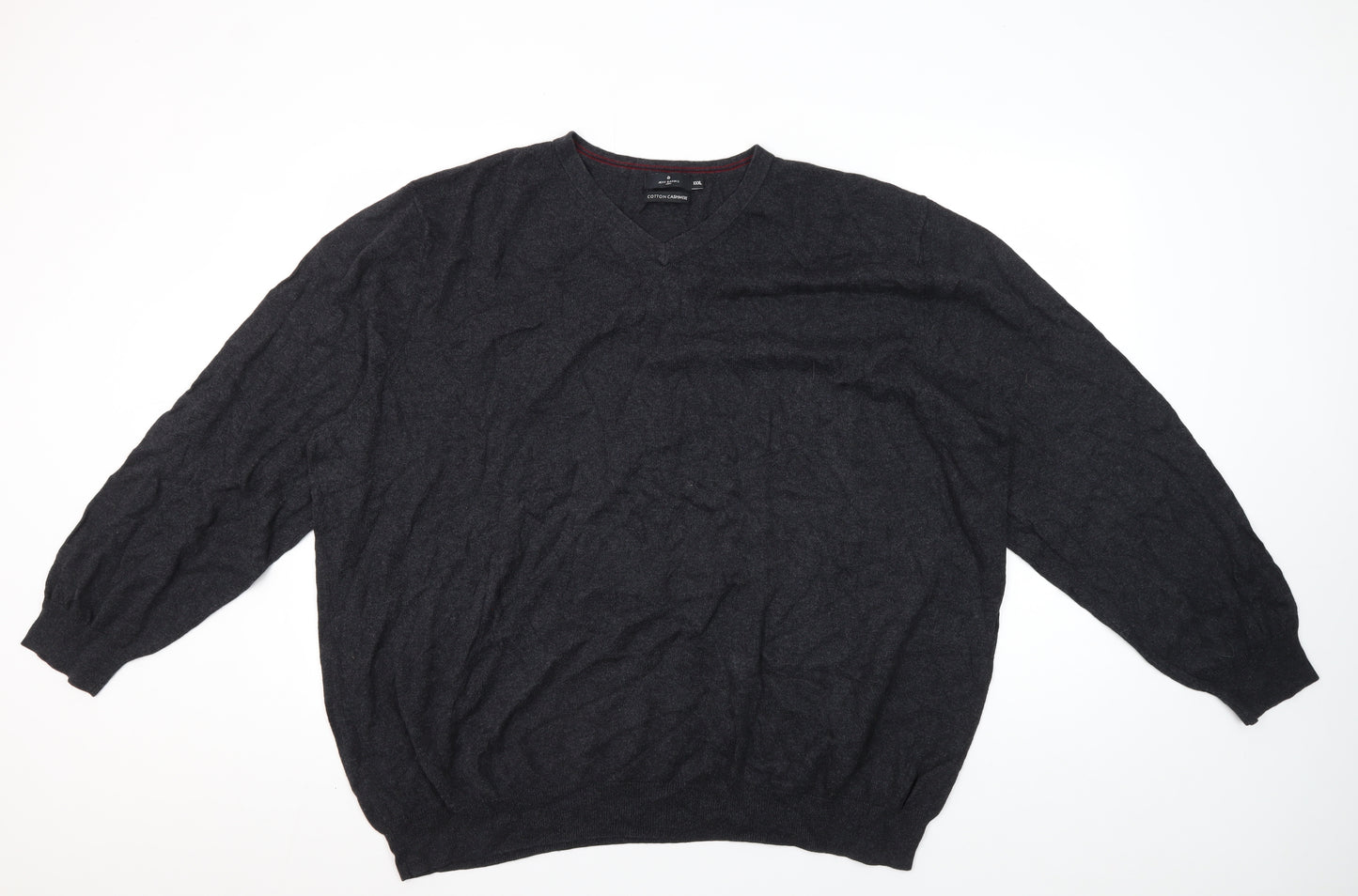 Jeff Banks Men's Black 3XL V-Neck Cotton Cashmere Jumper